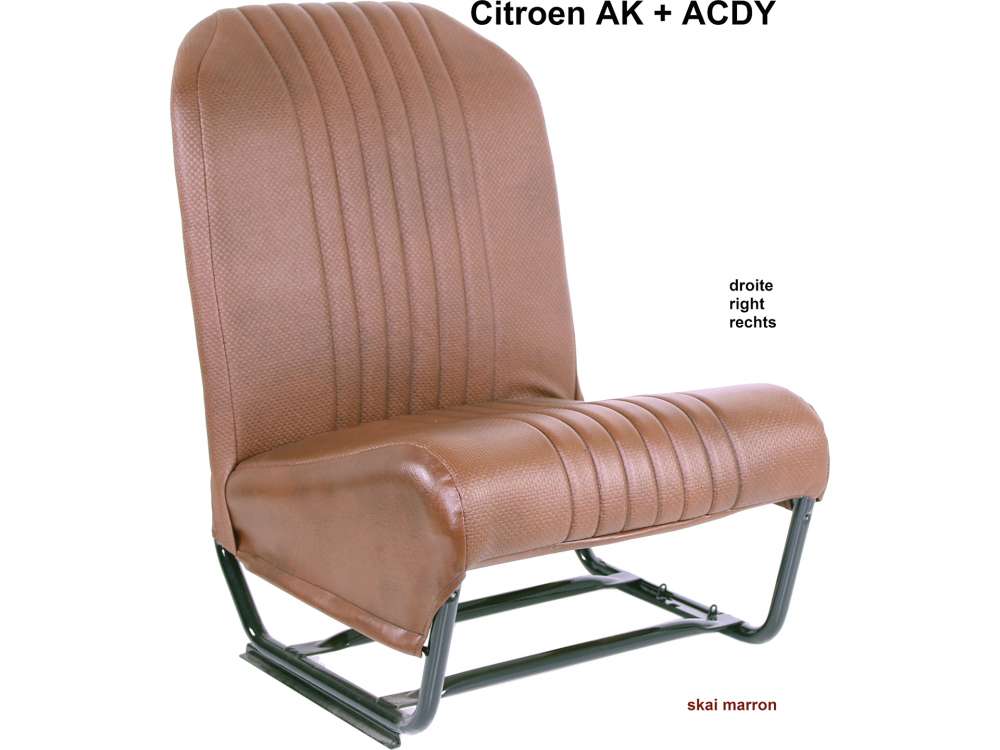 Citroen-2CV - Seat on the right completely (symetric), vinyl brown (new part). Design: the upperflat is 