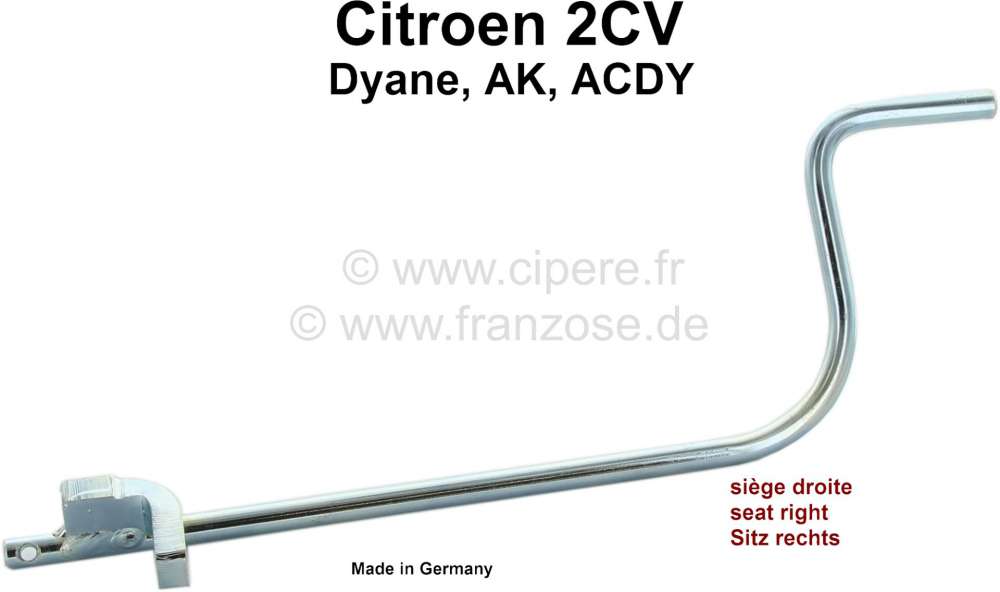 Citroen-2CV - Adjusting lever for the seat lengthwise adjustment, for a seat in front on the right. Suit