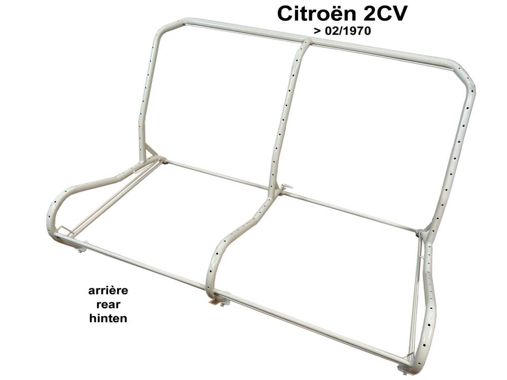 Citroen-2CV - Rear bench seat frame. Suitable for Citroen 2CV, up to year of construction 02/1970. Adjus
