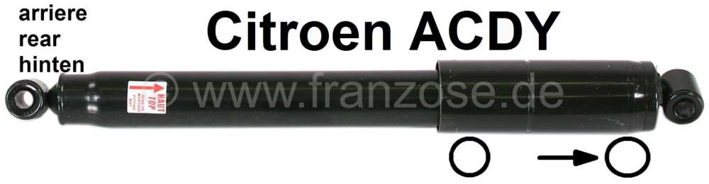 Citroen-2CV - Shock absorber rear, suitable for Citroen ACDY. (Dyane Van) 14 mm.  Installation: The plas