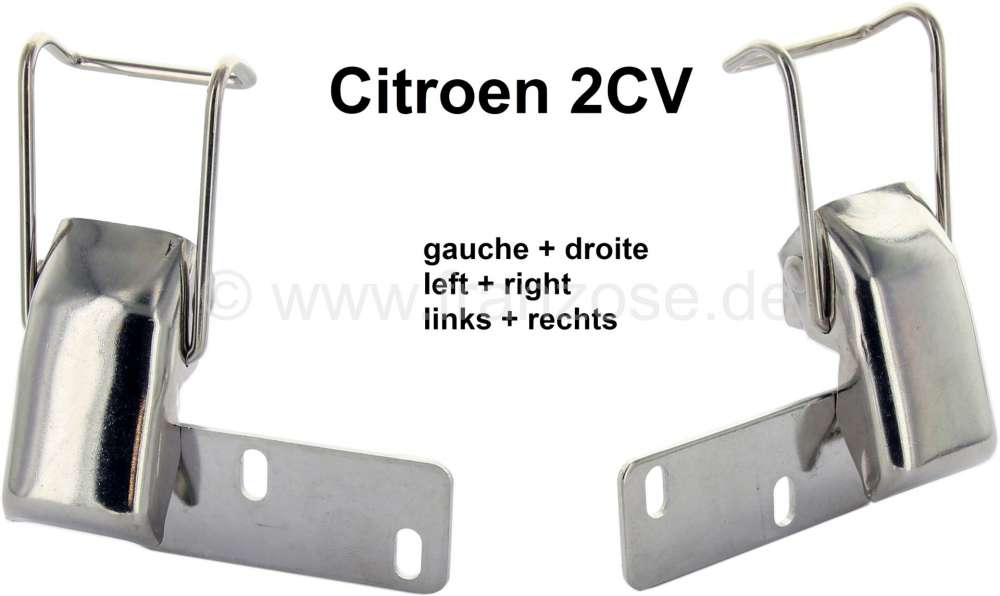 Alle - 2CV, Soft top hood buckle on the left + on the right, (1 pair). Reproduction from high-gra