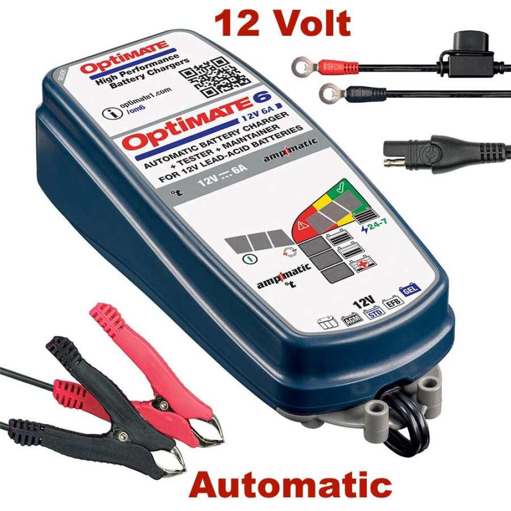 Alle - Battery charger for 12 volts (OptiMate 6 Ampmatic). Charging capacity: 6 amps. The 'Swiss 