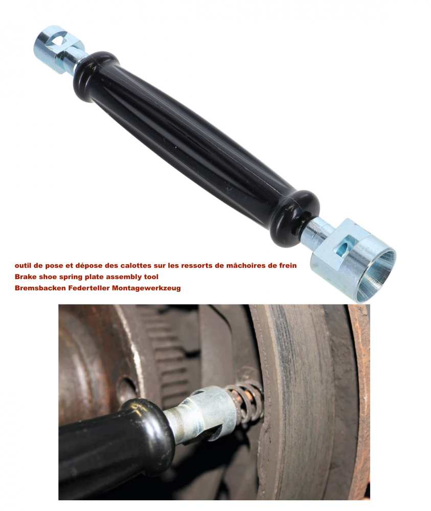 Citroen-2CV - Brake shoe spring plate assembly tool. This tool is for the safe assembly of the small spr