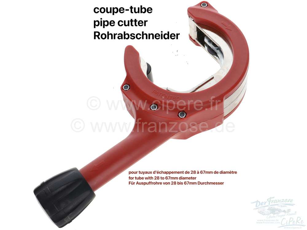 Citroen-DS-11CV-HY - Exhaust pipe cutter, for 28 to 67mm diameter. The pipe cutter has a ratchet function. Cutt