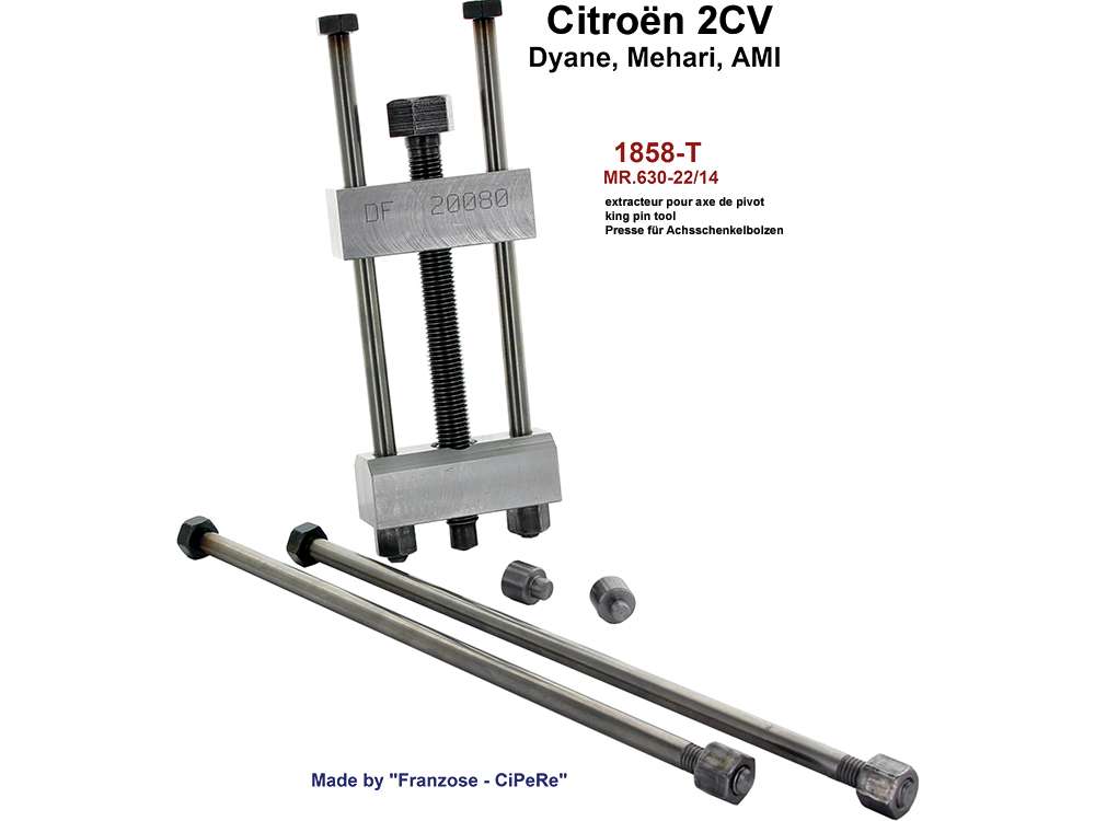 Citroen-2CV - King Pin tool, manual pressing version . Suitable for 2CV, Dyane, Mehari, Ami. Made by Fra