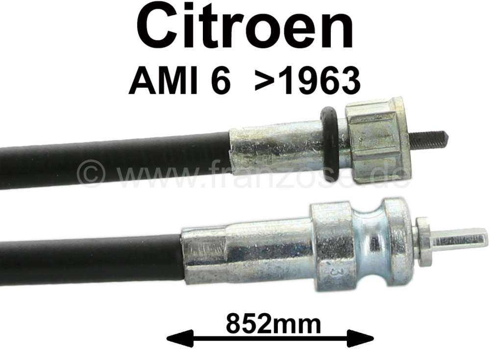 Alle - Speedometer cable for Ami6 until 1963. Length: 852mm, Or.Nr.: AM5213G.