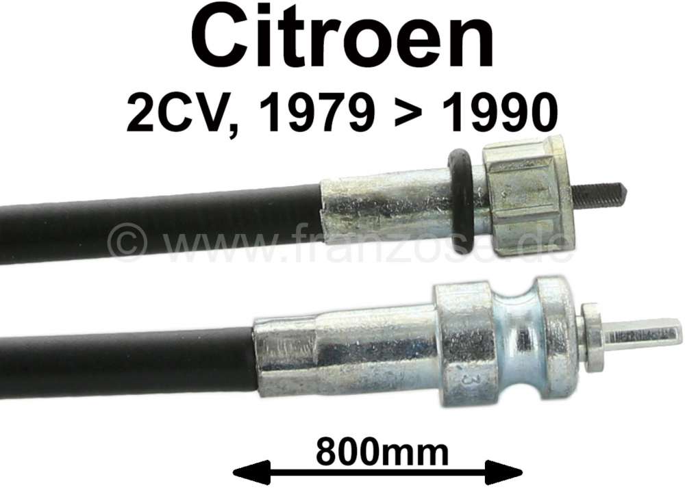 Citroen-2CV - Speedometer cable for Citroen 2CV starting from year of construction 1979. Length: 800mm.
