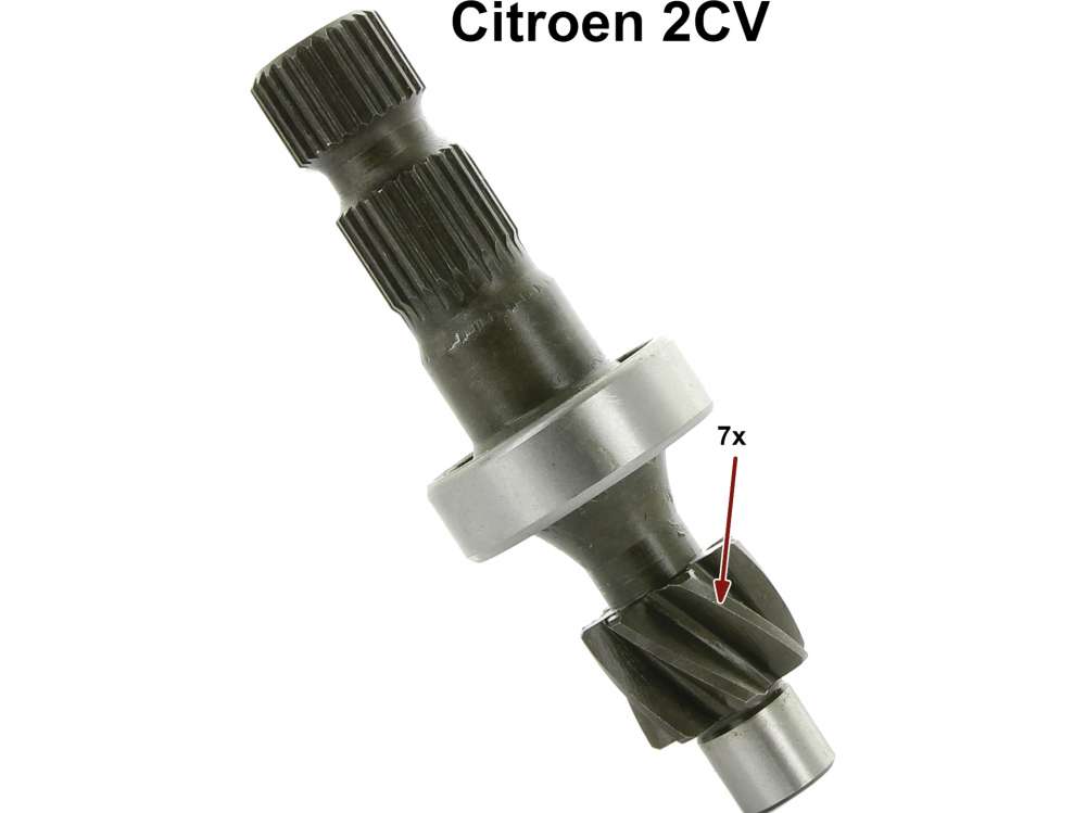 Alle - Steering worm of 7 teeth, inclusive bearing, for Citroen 2CV. First version. Splines (worm