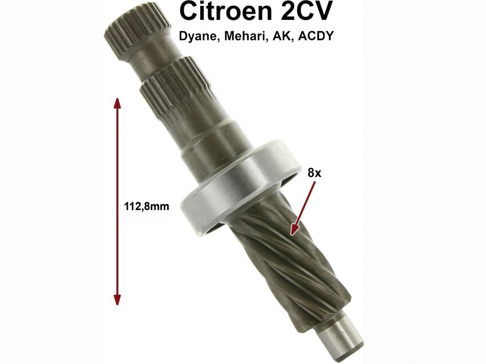 Citroen-2CV - Steering worm of 8 teeth, inclusive bearing, for Citroen 2CV. Good reproduction! The suita
