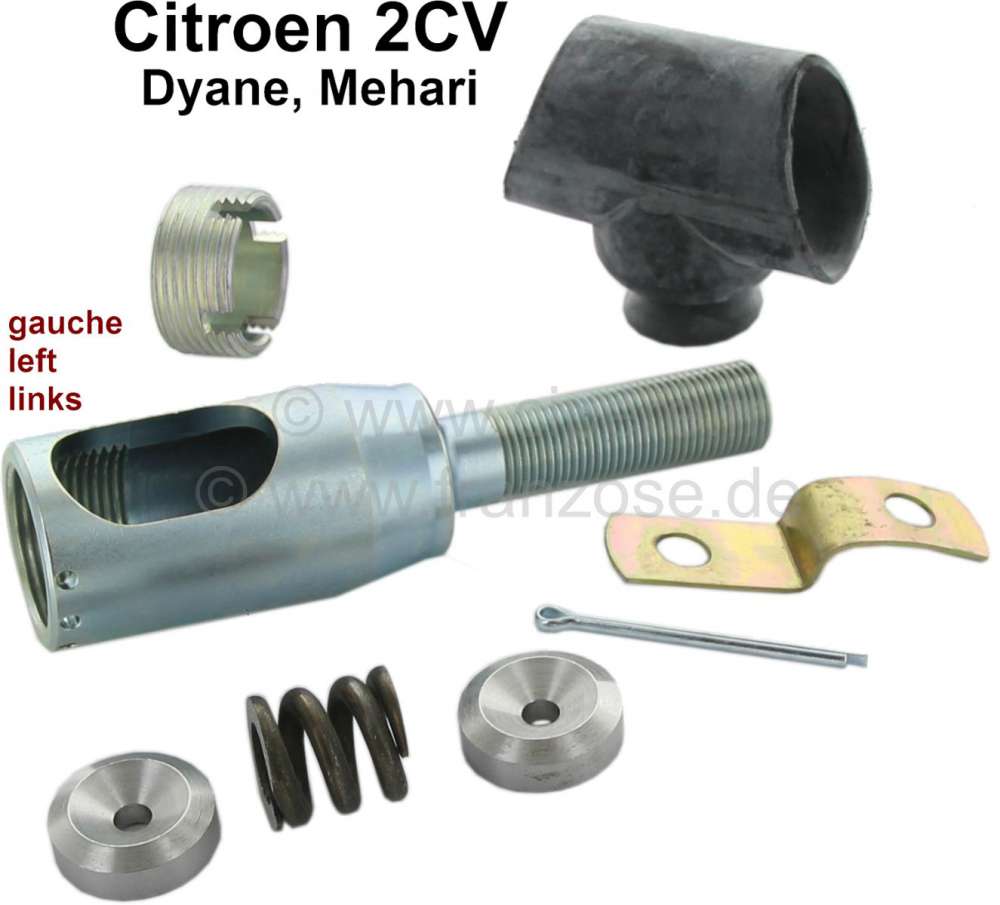 Citroen-2CV - Tie rod end repair set on the left. Inclusive bearing pan, pressure spring, locking nut, c