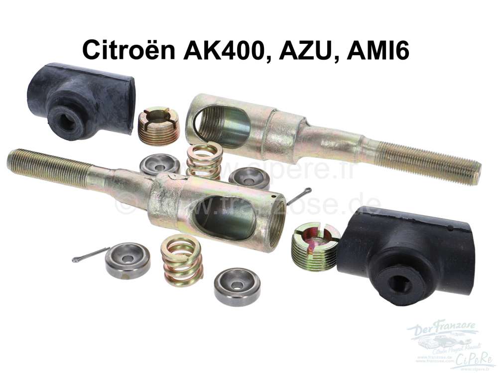 Citroen-2CV - Tie rod end repair set on the left + on the right (1 pair). Inclusive bearing pans, pressu