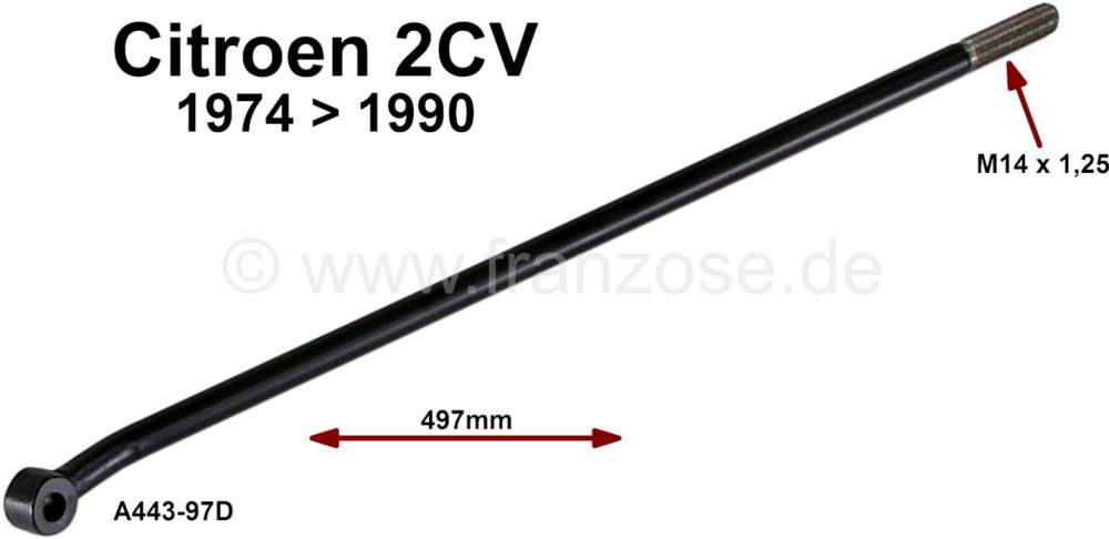 Citroen-2CV - Tie rod, fits on the left of or on the right. 497mm lengthens. Only suitable for Citroen 2
