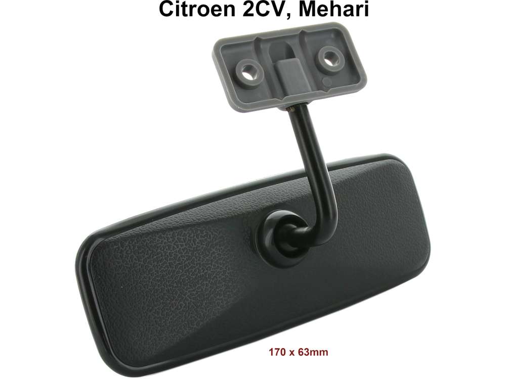 Citroen-2CV - Interior mirror, suitable for Citroen 2CV + Mehari. Good quality. Width: 170mm. Height: 63