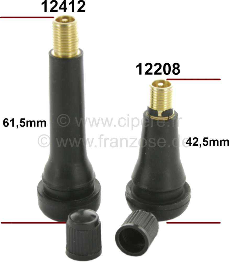 Renault - Valve long (rubber valve) for rim. To uses this long valve, if the rim has a large wheel c