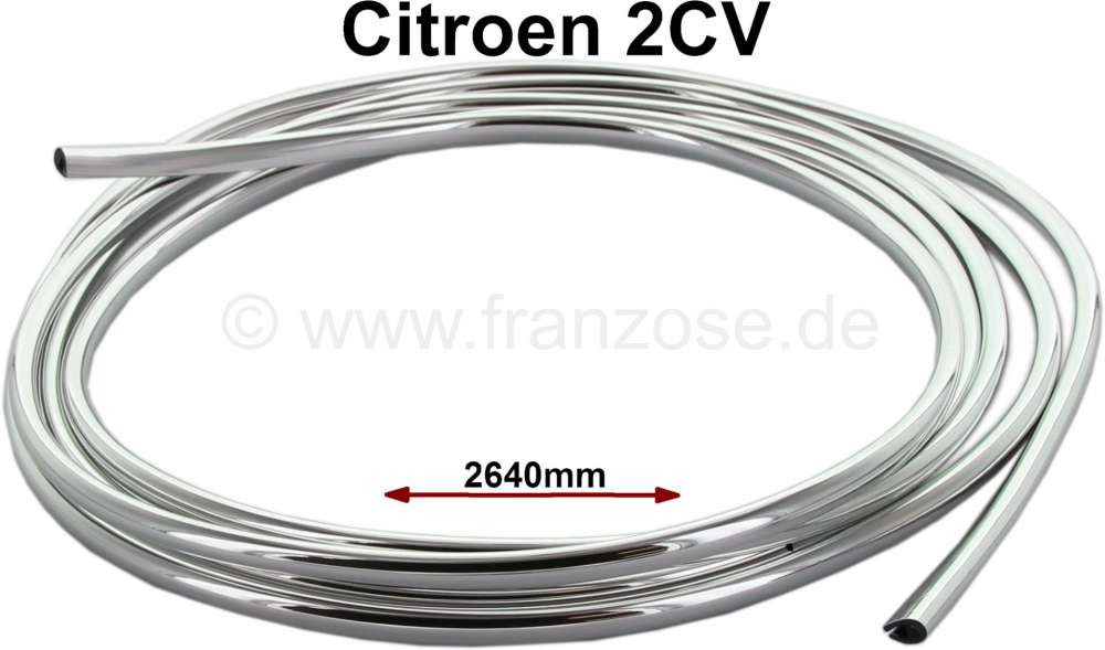 Citroen-2CV - Trim reproduction, for the rainwater gutter (one piece). Synthetic chromium-plates. Suitab