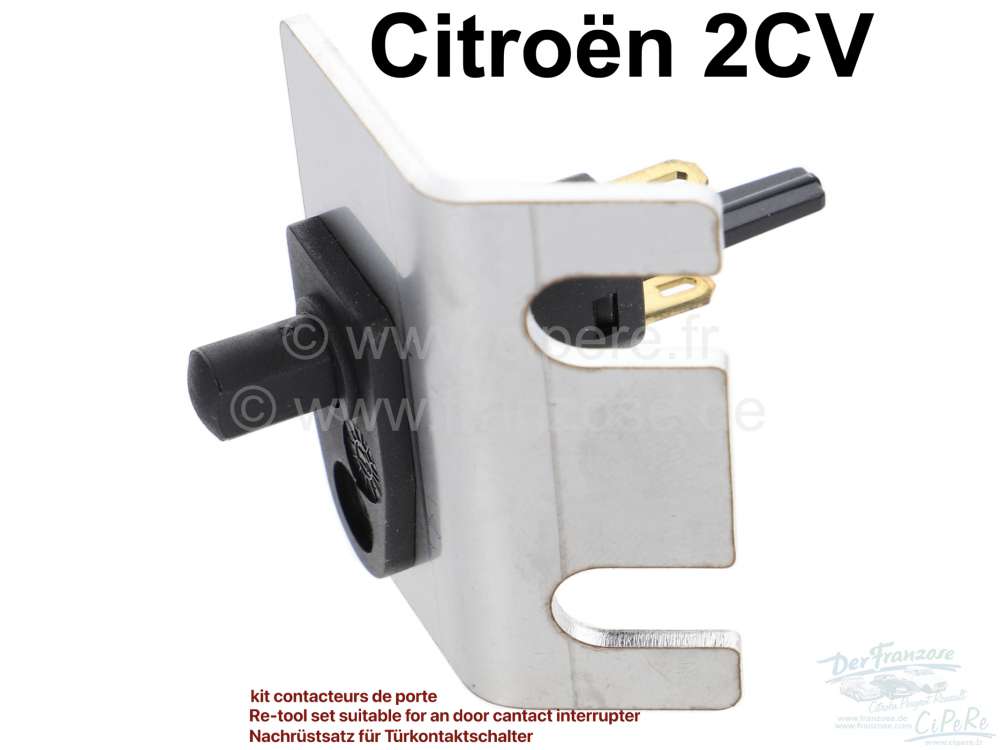 Citroen-2CV - Retrofit kit for a door contact switch, suitable for Citroen 2CV6. The switch switches the