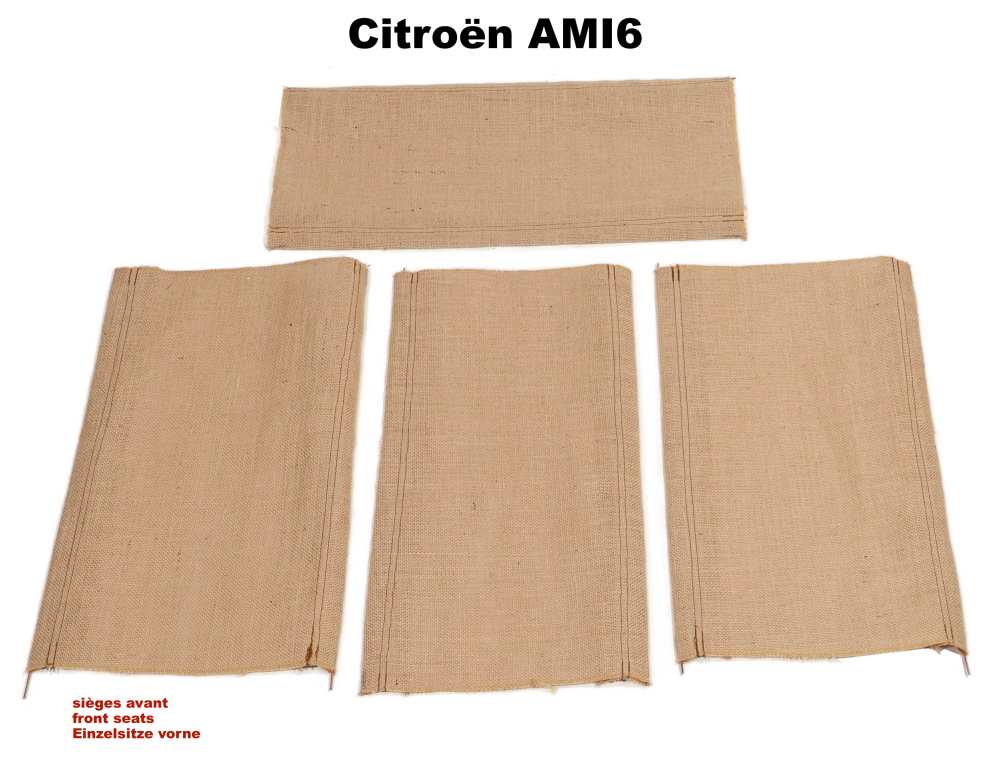 Citroen-2CV - Jute underlay cover with iron wire sides, for 2 front seats AMI6 (the cover is fitted unde