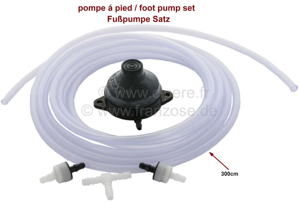 Citroen-2CV - Foot-operated pump set for windschield wiper fluid. Consisting of foot pump, 2 return flow
