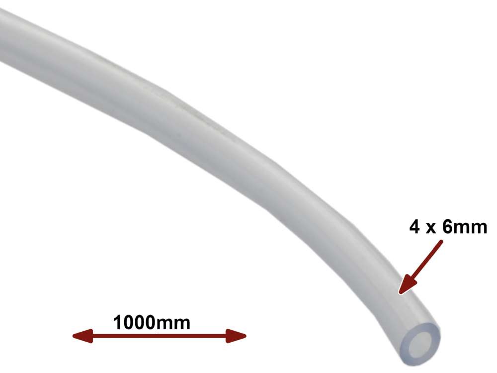 Peugeot - Water hose screen wiping water, PVC clear. Inside diameter: 4mm,  outside diameter: 6mm. O