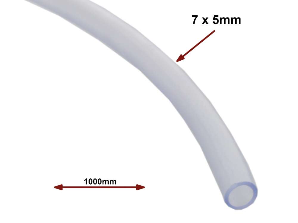 Peugeot - Water hose screen wiping water, PVC clear. Inside diameter: 5mm, outside diameter: 7mm. Op