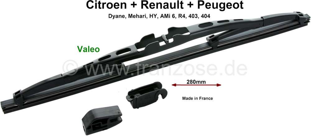 Renault - Wiper blade eleastic, per piece. Suitable for Citroen Dyane + ACDY, AMI6, Mehari, HY.  Ren