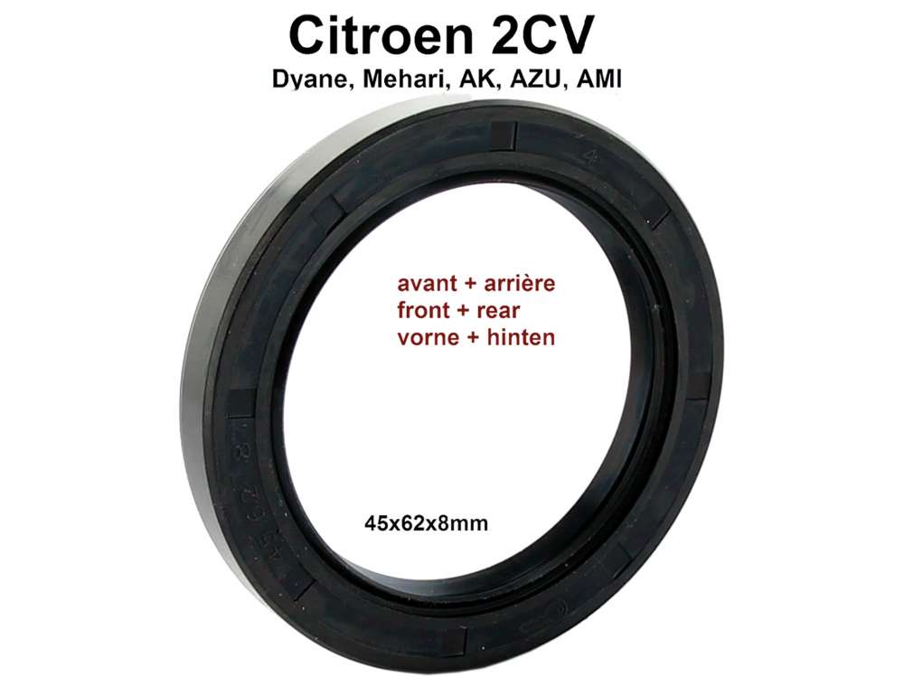 Citroen-2CV - Wheel bearing shaft seal for Citroen 2CV, Ak, ACDY, AMI. The shaft seals are identically c