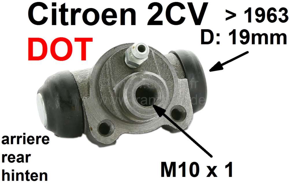 Citroen-2CV - Wheel brake cylinder rear, brake system DOT. Suitable for Citroen 2CV, to year of construc