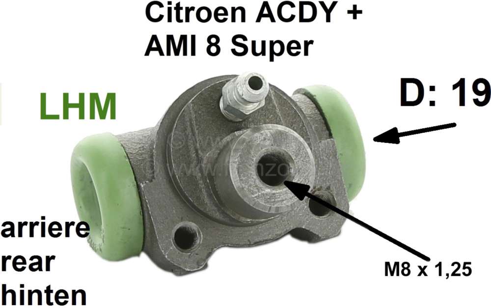 Sonstige-Citroen - Wheel brake cylinder rear, brake system LHM. Suitable for Citroen ACDY starting from year 