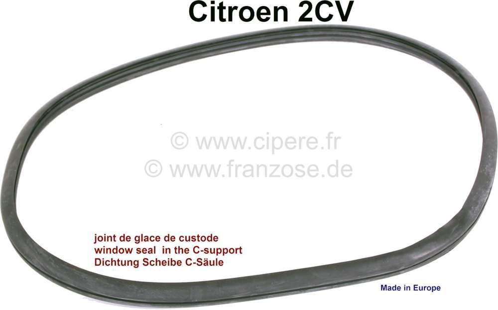 Alle - 2CV, Window weatherstrip (pane seal) in the C-support. Suitable for Citroen 2CV. Reproduct