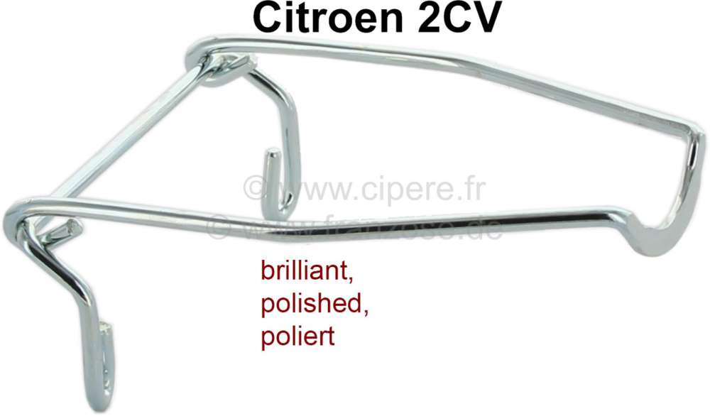 Citroen-2CV - 2CV, Windshield regulator bracket inside (polished), fits on the left + on the right. Long