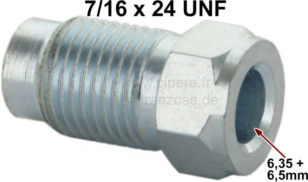 Renault - Flange screw 7/16x24UNF for 1/4 (6.35 + 6,5mm) line. Length + wide ones over everything: 1