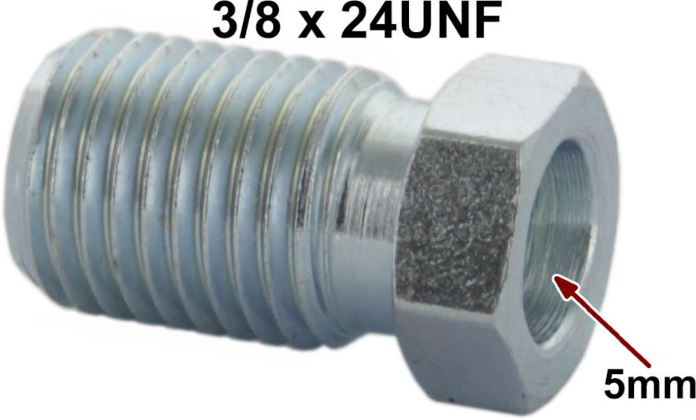 Citroen-2CV - Flange screw 3/8x24UNF for 5mm line. Length + wide ones over everything: 10 x 18mm