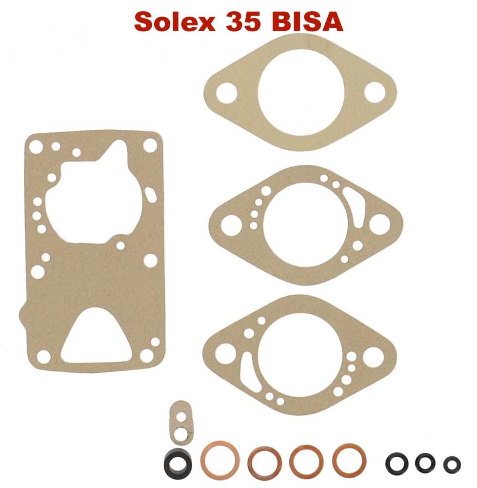 Alle - P 104/205/Visa, Carburetor sealing set Solex 35 BISA. Suitable for Peugeot 104 ZS + 205GT.