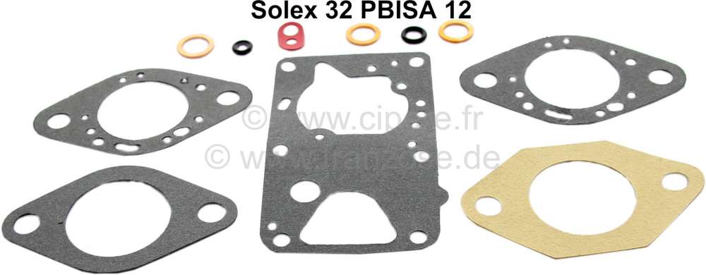 Peugeot - P 104/205/Visa, Carburetor sealing set Solex 32PBISA. Suitable for Peugeot 104 S/SR/ZS. Pe