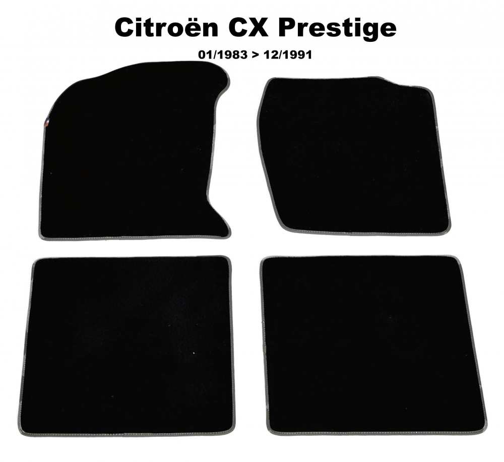 Sonstige-Citroen - CX, floor mat set Velour Exellence (4 pieces, rear + front), black with dark grey (Gris fo