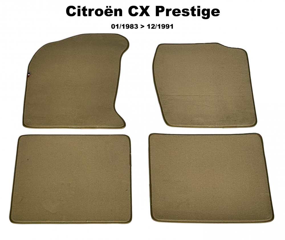 Sonstige-Citroen - CX, floor mat set Velour Exellence (4 pieces, rear + front), beige with beige vinyl border