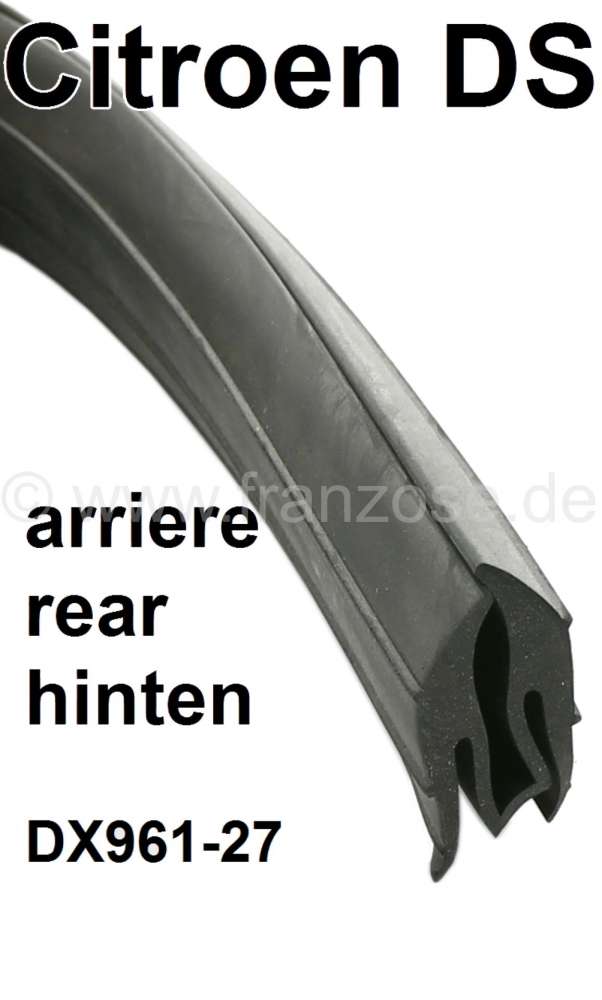 Citroen-DS-11CV-HY - Back window seal above + laterally. Suitable for Citroen DS sedan. Or. No. DX961-27.