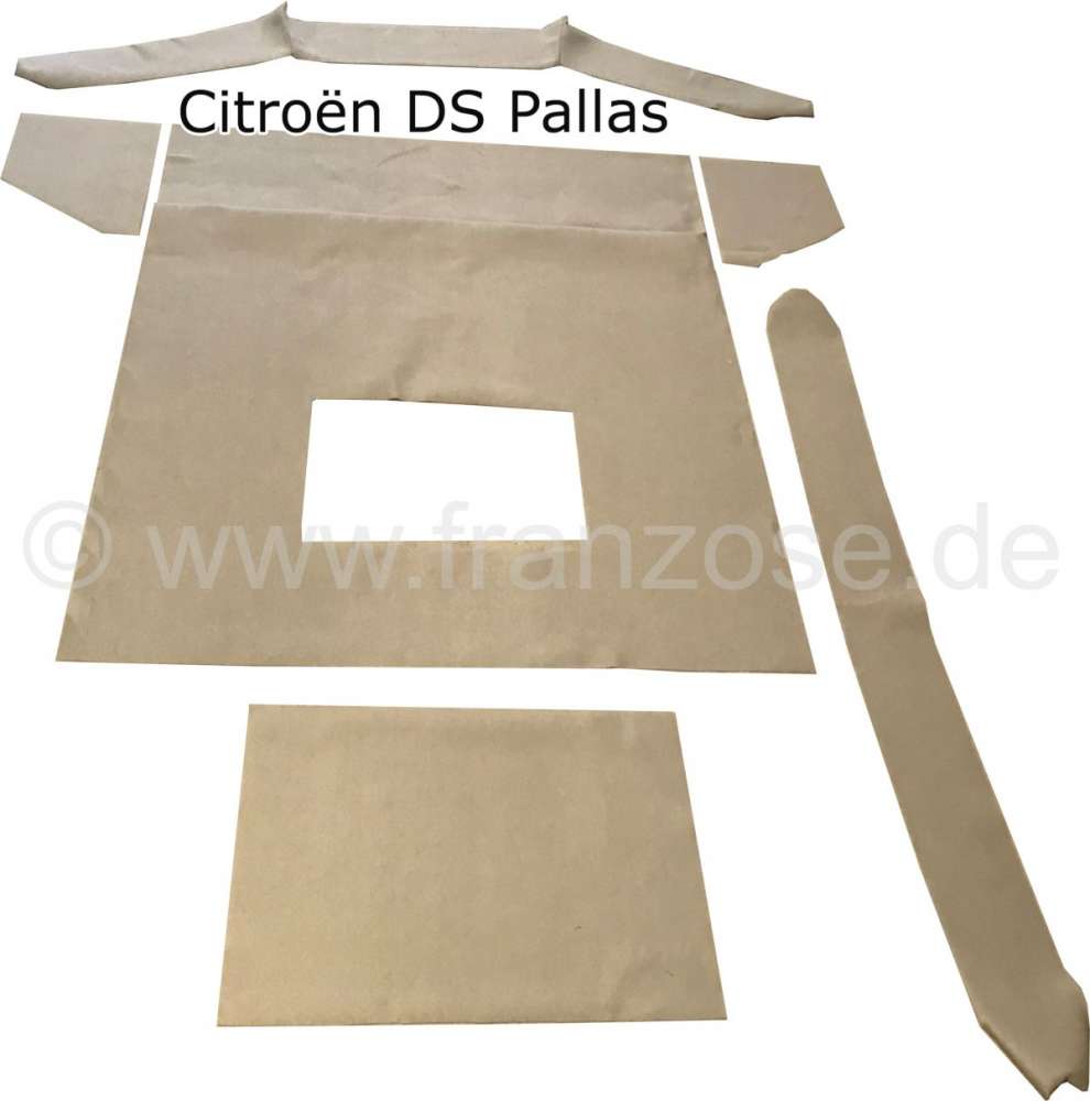 Citroen-DS-11CV-HY - Inside roof lining set (sun roof), with foam material (about 7mm) on the rear side. Suitab