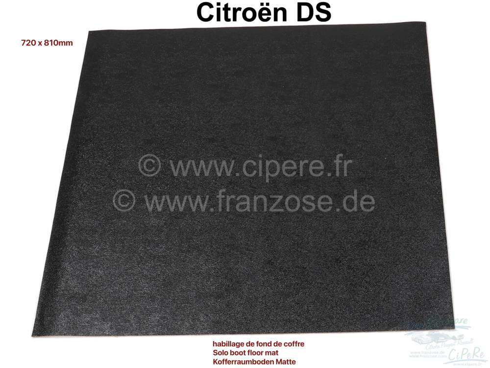 Peugeot - Solo boot floor mat. Suitable for Citroen DS. Dimension: 720x810mm. Ready cut to size. Col
