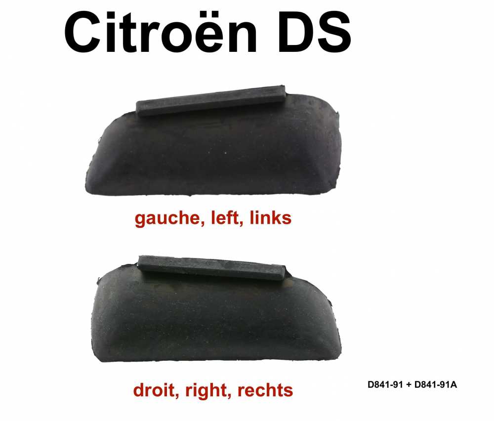 Citroen-DS-11CV-HY - Sealing rubber set, bottom left + right, on the B-post (door hinge, seals the door from be