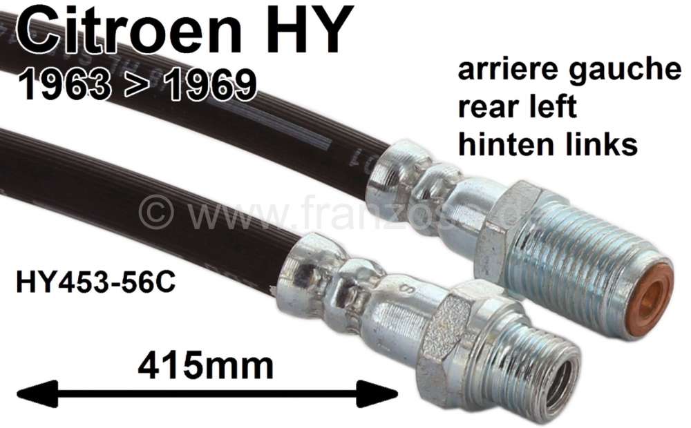 Citroen-DS-11CV-HY - Brake hose at the rear left. Suitable for Citroen HY, of year of construction 1963 to 1969