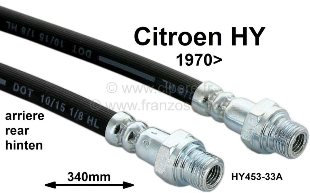 Citroen-DS-11CV-HY - Brake hose rear. Suitable for Citroen HY, starting from year of construction 1970. Overall
