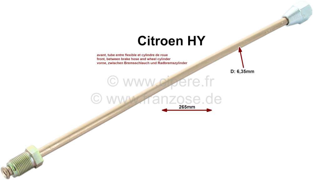 Citroen-DS-11CV-HY - Brake line in front. Connection from brake hose to the wheel brake cylinder. Suitable for 