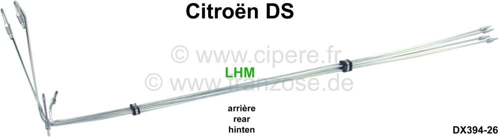 Citroen-DS-11CV-HY - Hydraulic line bundle rear. Hydraulic system LHM. Suitable for Citroen DS. Consisting of t