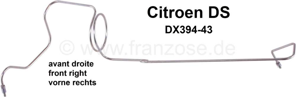 Citroen-DS-11CV-HY - Hydraulic line, front brake, on the right brake caliper. Suitable for Citroen DS. Or. No. 