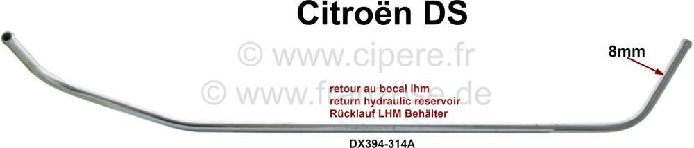 Citroen-DS-11CV-HY - Hydraulic line return 8mm, from the hydraulic reservoir in the direction of the spring cyl