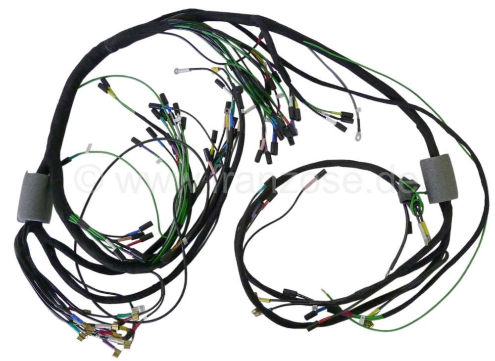 Citroen-DS-11CV-HY - Main cable harness. Battery on the right. 2 relays. 8 fuses. For alternating current gener