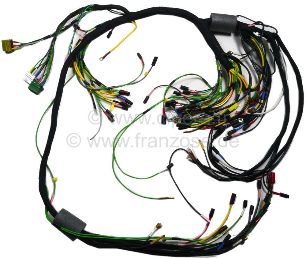 Citroen-DS-11CV-HY - Main cable harness. Export version. Battery on the left. Reversing lamp. 6x fuse on the le