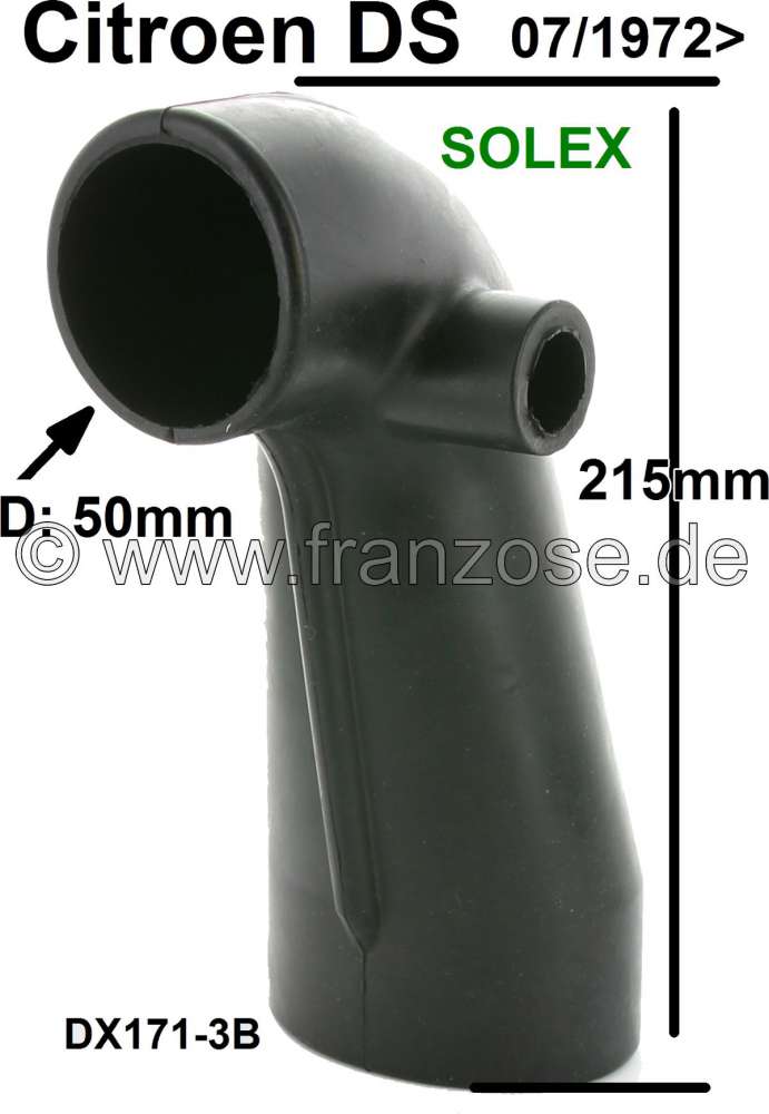 Alle - Air intake hose, between carburetor and air filter (Solex). Suitable for Citroen DS (with 