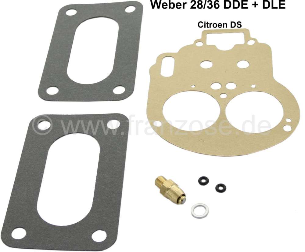 Alle - Carburetor sealing set, for Weber 28/36 DDE + DLE. Suitable for Citroen DS. The carburetor